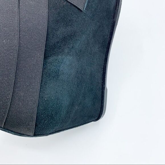 Stuart Weitzman Be Happy Black Suede Hidden Wedge Booties Criss-cross Elastic‎ - Picture 12 of 16